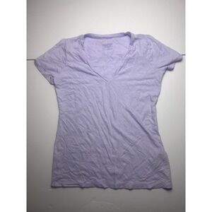 Patagonia T-Shirt Womens Small Purple V-Neck Short Sleeve Slub Knit Casual 0875